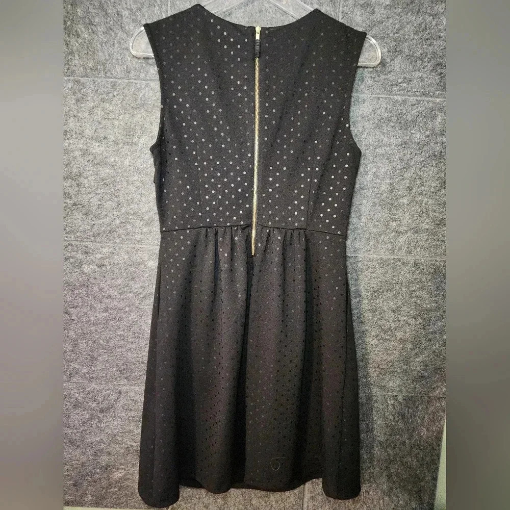 MAISON JULES Wrap Front Sleeveless Reflective Polkadot Dress in Black WOMEN'S M - Picture 5 of 8